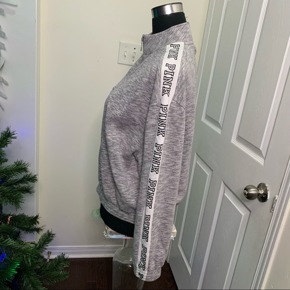 PINK Victoria's Secret Tops - Pink Victoria’s Secret Grey Logo Signature Detailing Sweatshirt Sweater